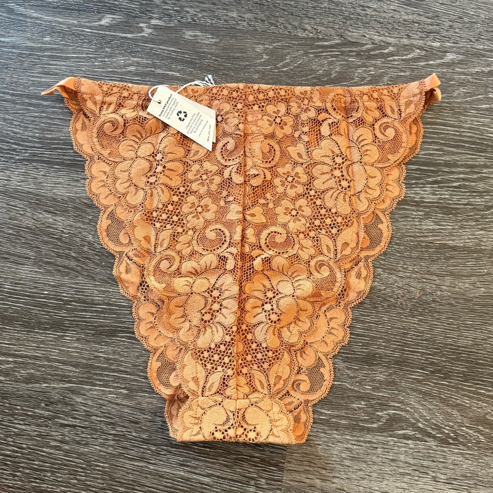 HAH Women’s Lace Cheeky Panty XL Brown Sugar‎ Floral Sustainable Intimates Eco